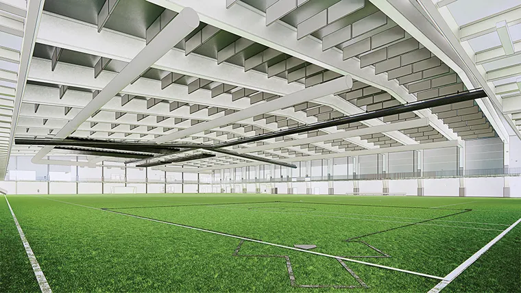 Turf field inside of a field house