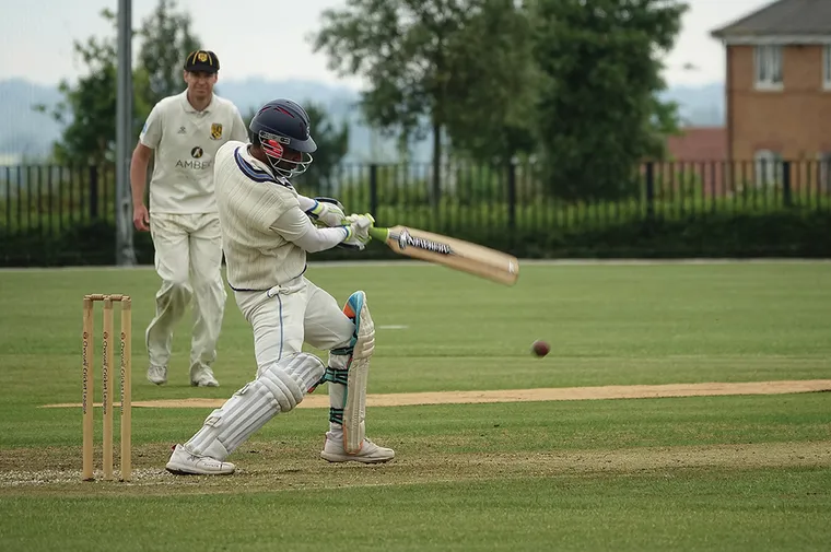 The sport cricket being played